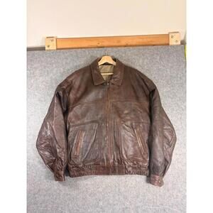 Vintage Spiegel Leather Mens Bomber Jacket Brown Size XL
